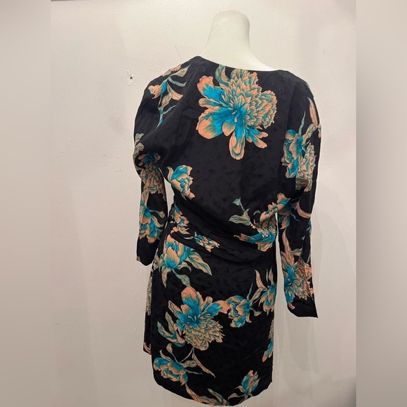 Sandro Paris Floral Black Wrap Dress Size 12 (40 UK) - Picture 3 of 4